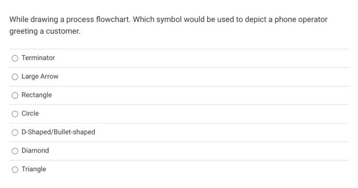 While drawing a process flowchart. Which symbol