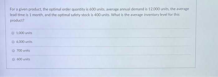 For a given product, the optimal order quantity