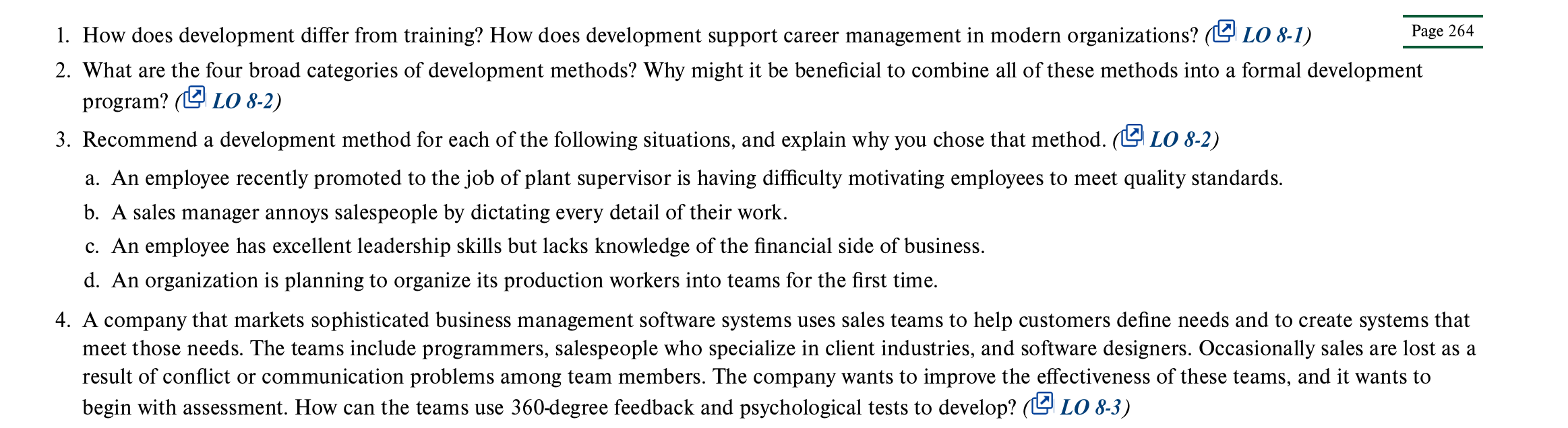 1. How does development differ from training? How