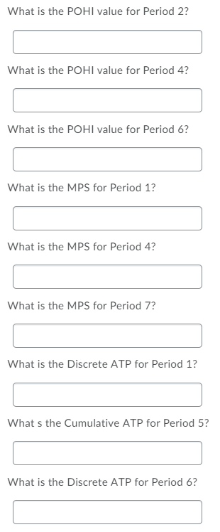 Please include the formulas used to find values.