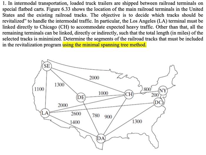 use minimal spanning tree method 1. In intermodal