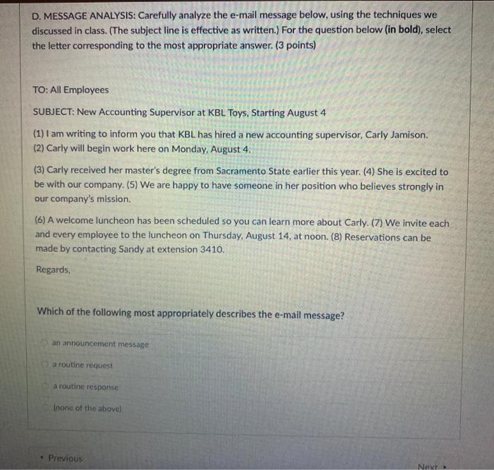 D. MESSAGE ANALYSIS: Carefully analyze the e-mail