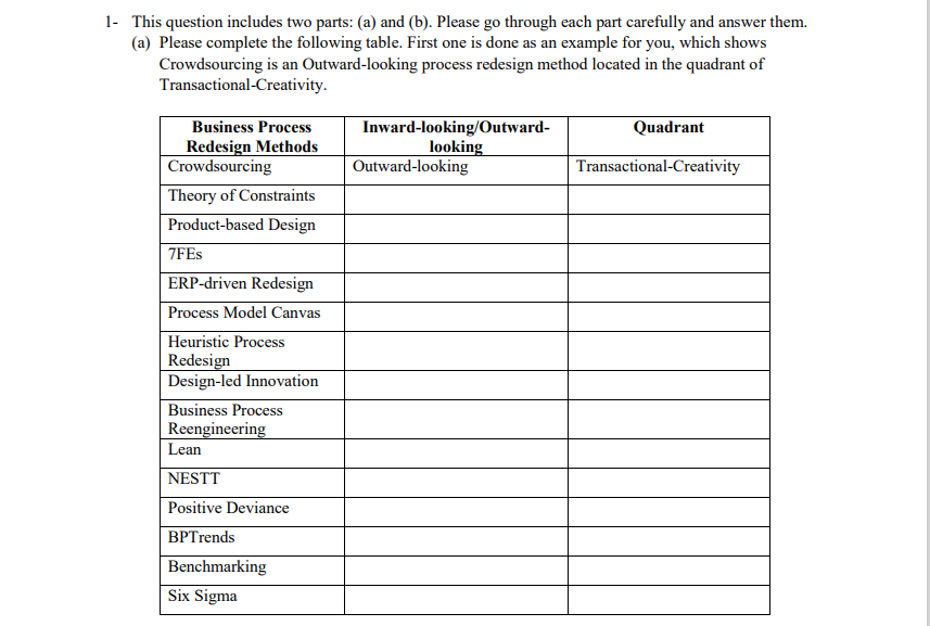 This question includes two parts: (a) and (b).