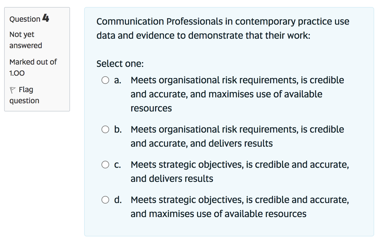 Question 4 Communication Professionals in