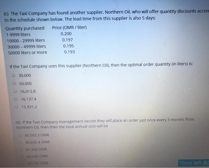 The City Taxi Company uses 200,000 liters of