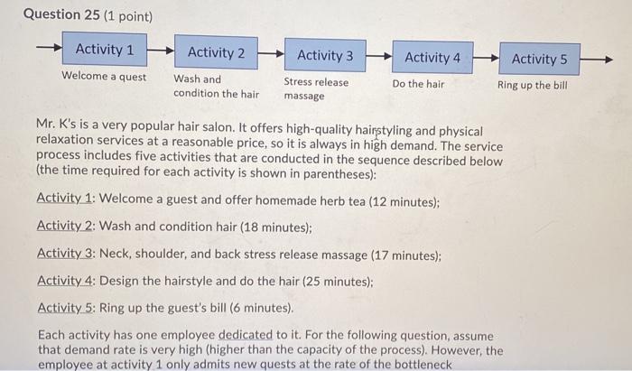 Question 25 (1 point) Activity 1 Activity 2