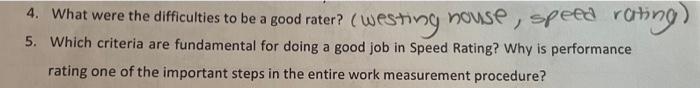 westinghouse rating/ speed rating 4. What were