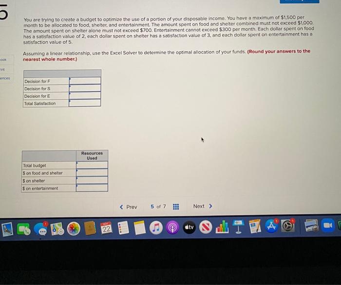 You are trying to create a budget to optimize the