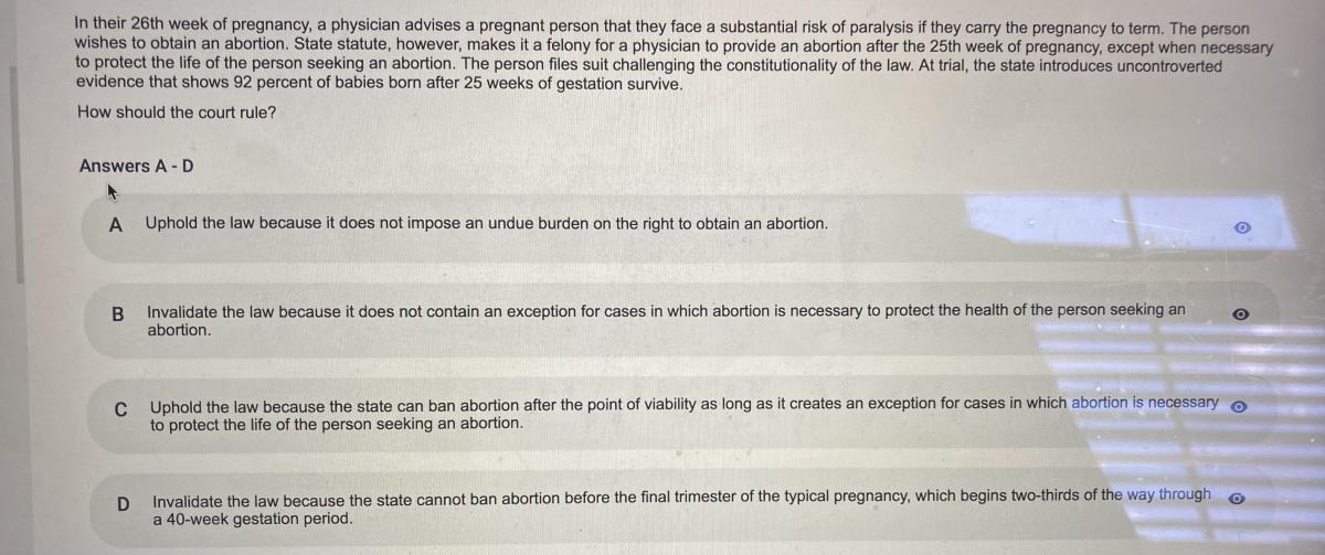 In their 26th week of pregnancy, a physician