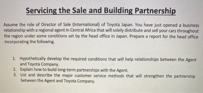 Servicing the Sale and Building Partnership