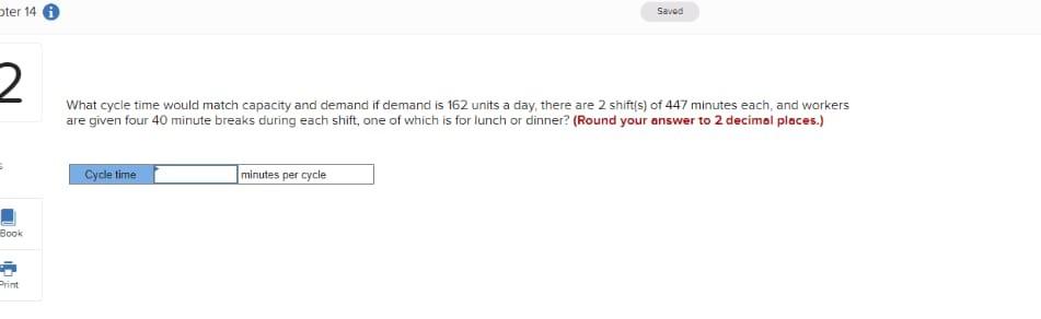 ter 14 Saved 2 What cycle time would match