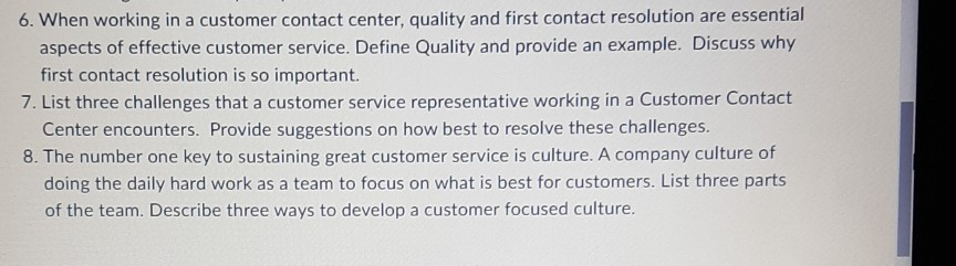 answer with examples 6. When working in a