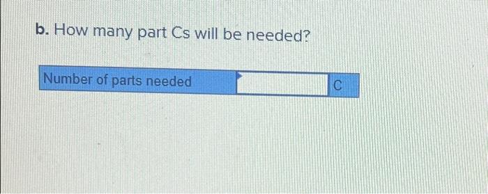 a. How many of part E will be needed if 29 units
