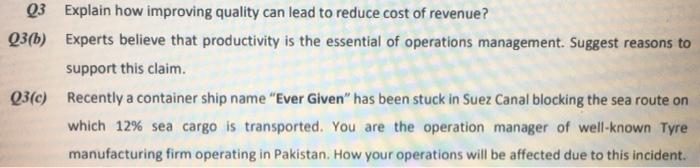 Q3 Explain how improving quality can lead to