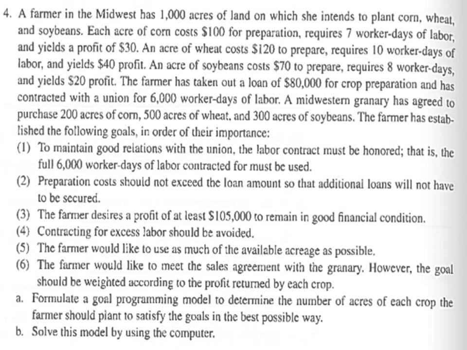 **PLEASE SOLVE USING GOAL PROGRAMING MODEL AND