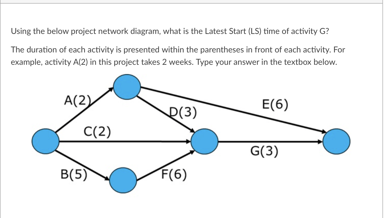 Using the below project network diagram, what is