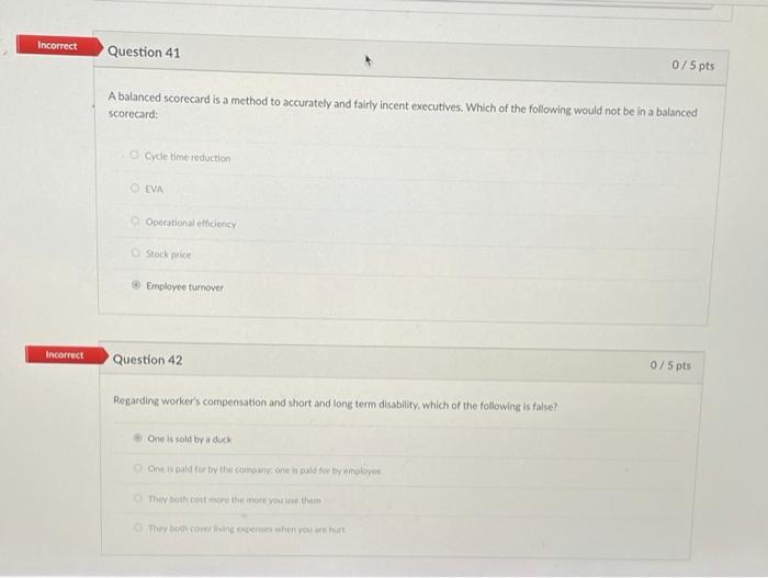 incorrect Question 41 0/5 pts A balanced