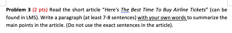 Problem 3 (2 pts) Read the short article