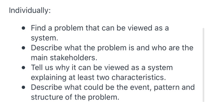 Individually: Find a problem that can be viewed