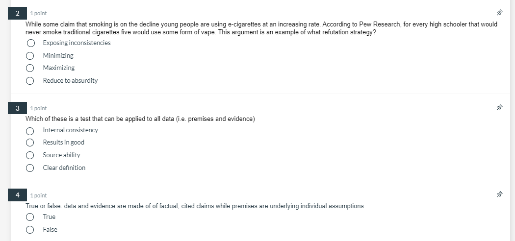 2 OOOO 1 point While some claim that smoking is