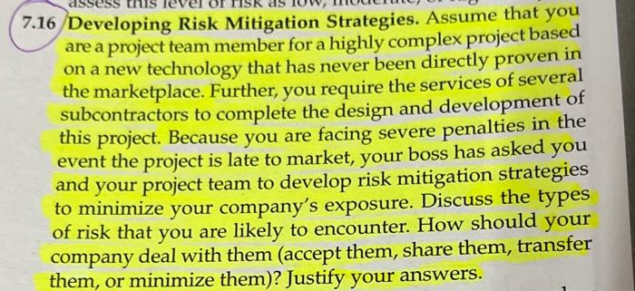 identify the 5 risks using -Risk mitigation