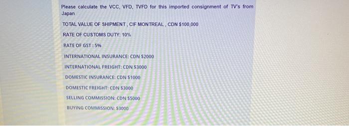 Please calculate the VCC, VFD, TVFD for this