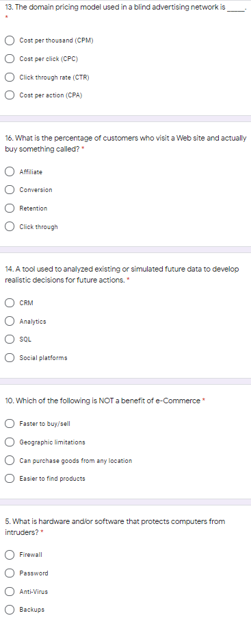 13. The domain pricing model used in a blind
