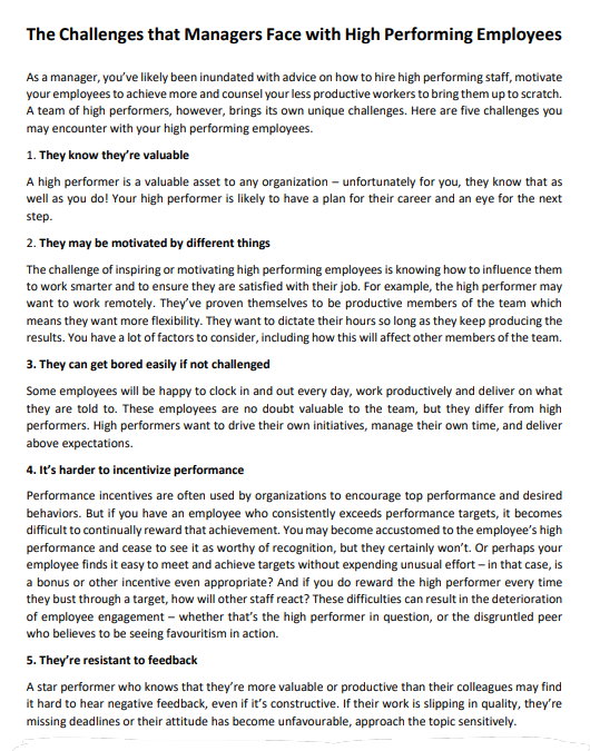 The Challenges that Managers Face with High