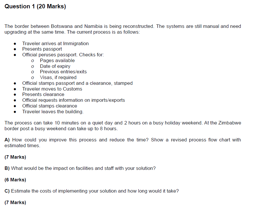 Question 1 (20 Marks) The border between Botswana