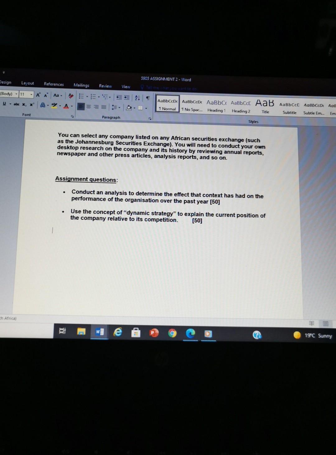 5905 ASSIGNMENT 2 - Word Design Layout References