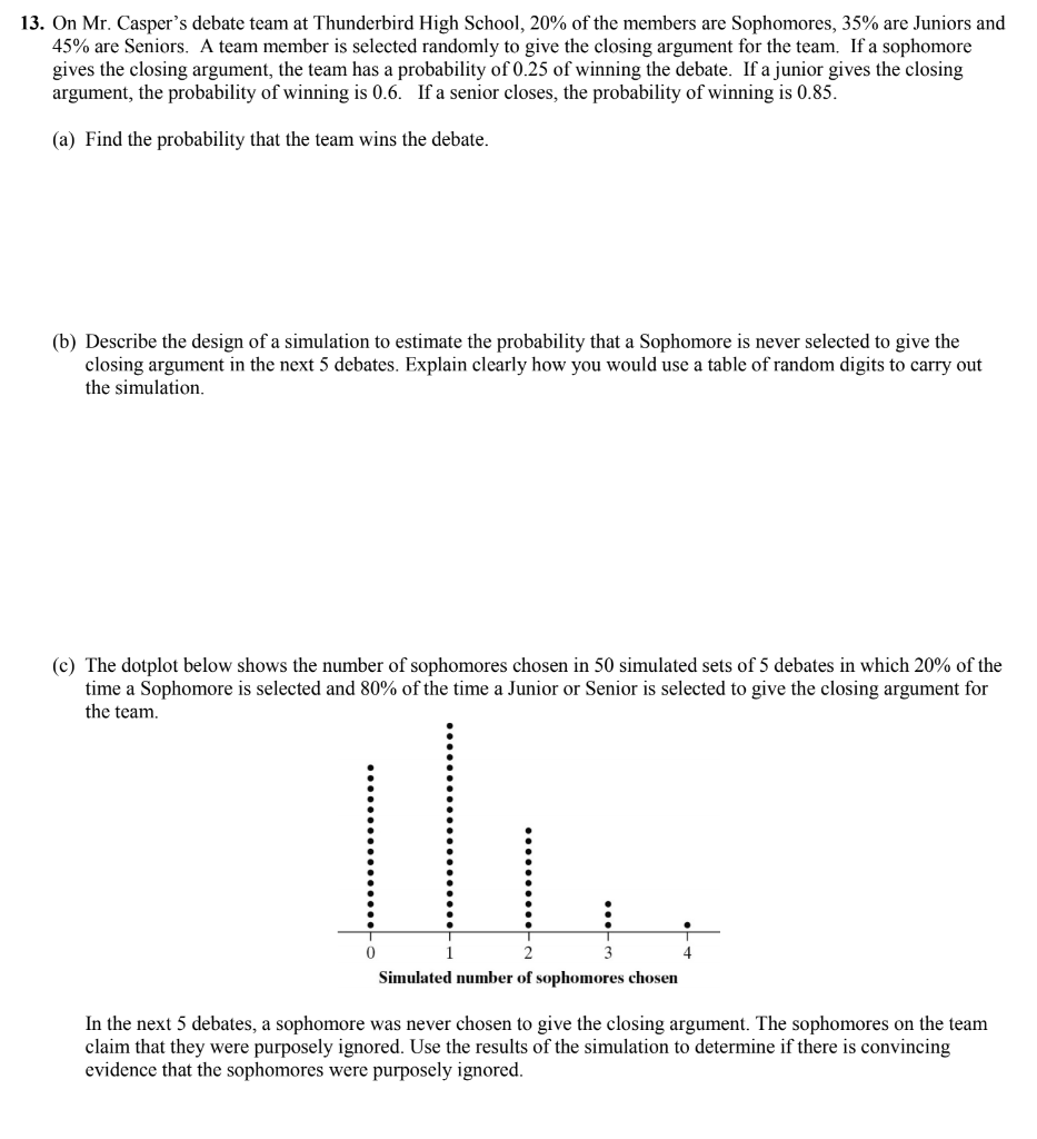 13. On Mr. Casper's debate team at Thunderbird