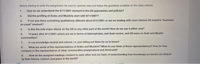 Before starting to write the assignment, be sure