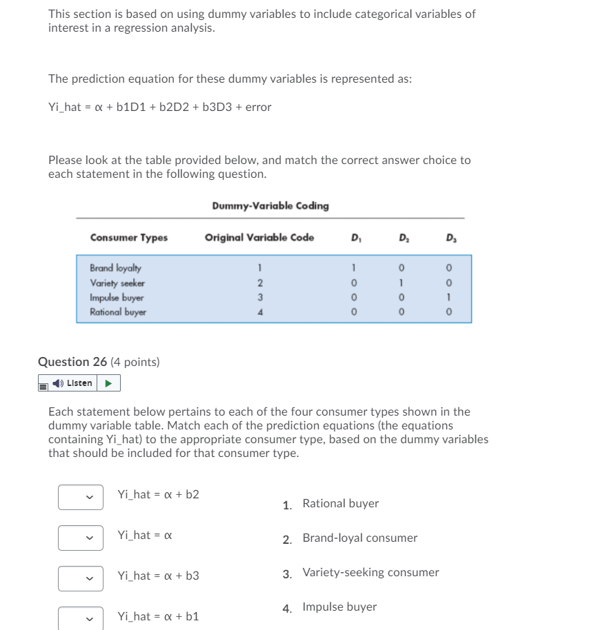 This section is based on using dummy variables to