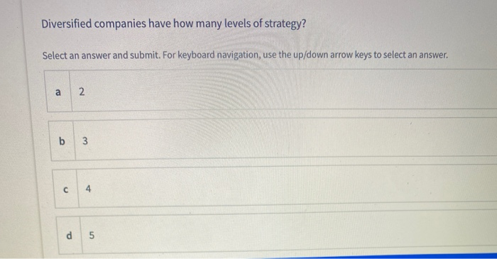 Three high level strategies are: Select an answer