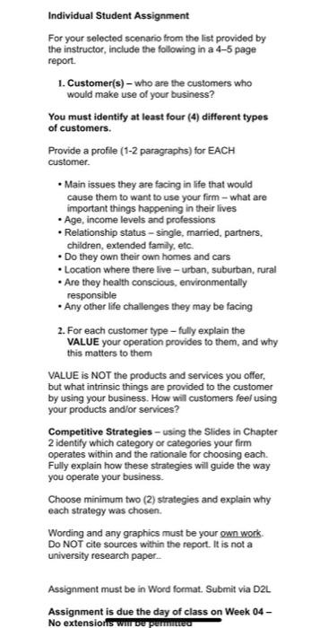 Individual Student Assignment For your selected