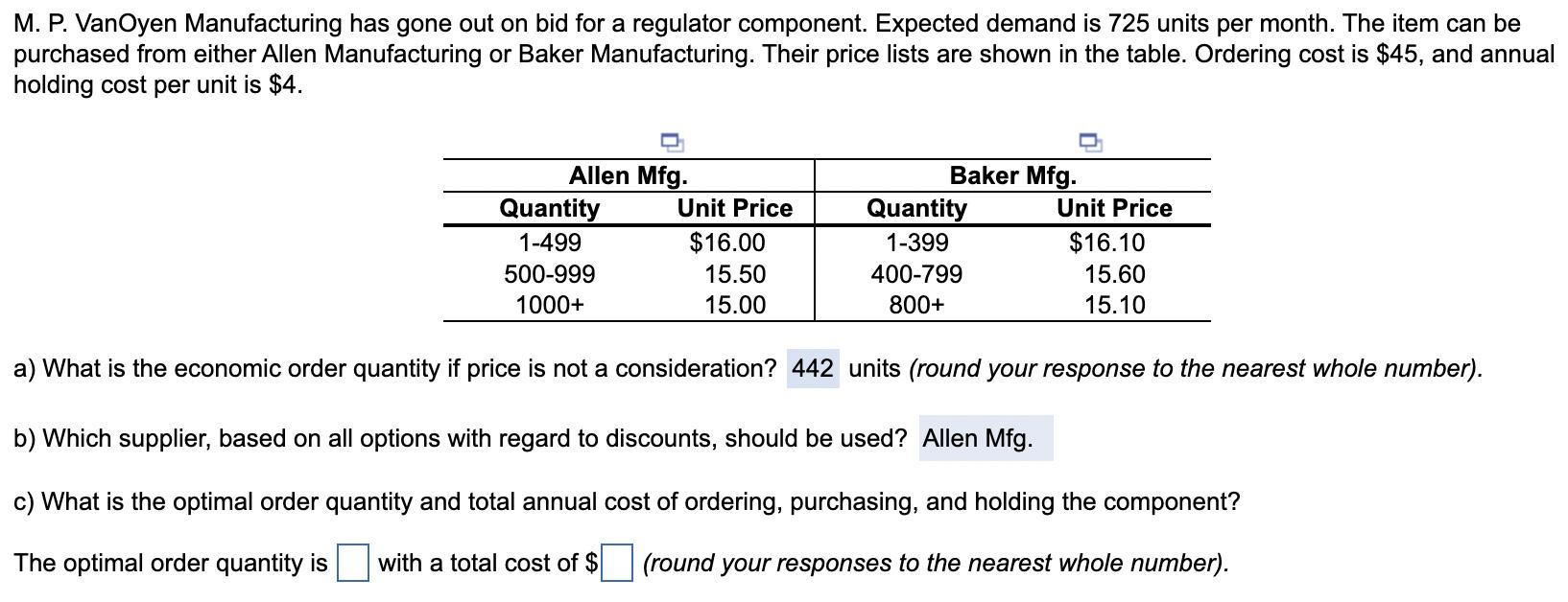 please answer c using the information above! M.