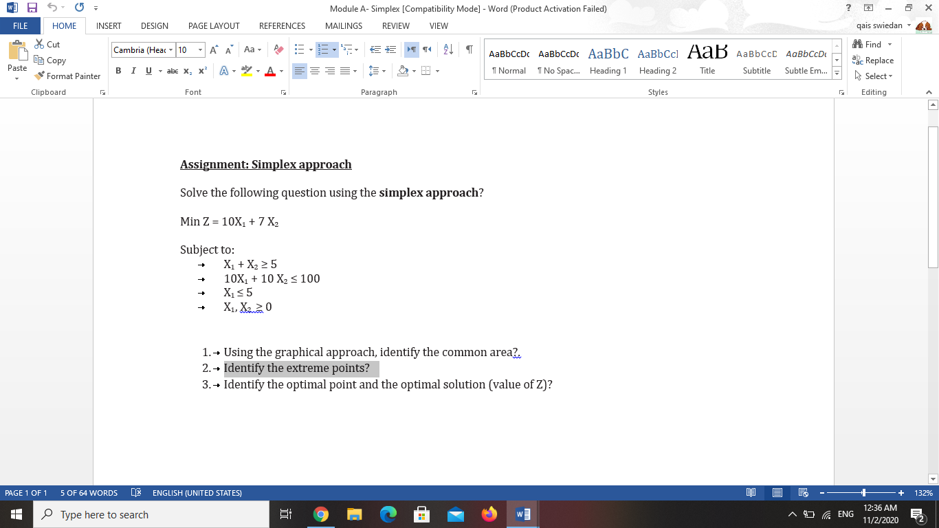 w] 5 = ? o Module A- Simplex [Compatibility Mode]