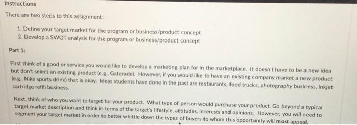 Instructions There are two steps to this