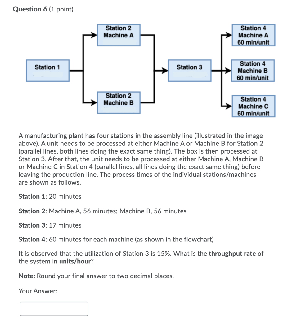 Question 6 (1 point) Station 2 Machine A Station
