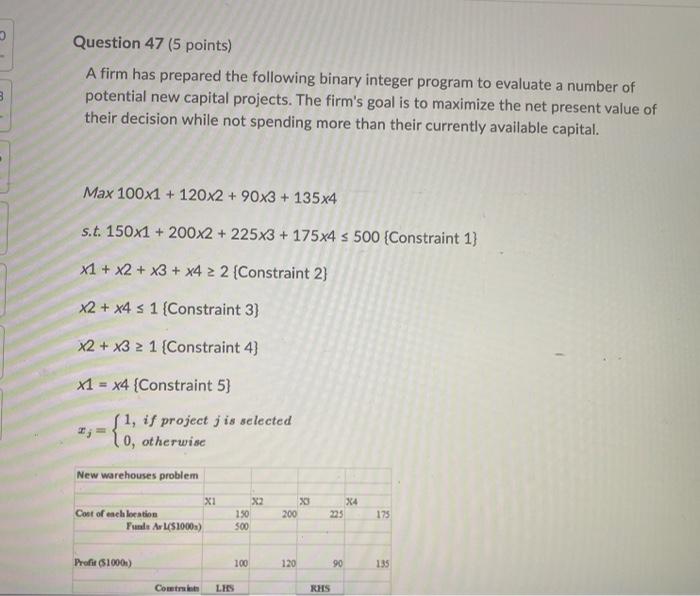 URGENT HELP PLEASE!!! 3 Question 47 (5 points) A