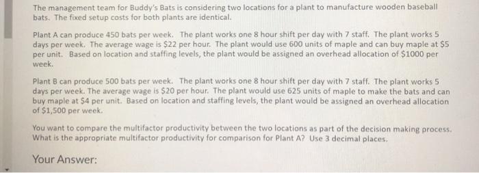 The management team for Buddy's Bats is