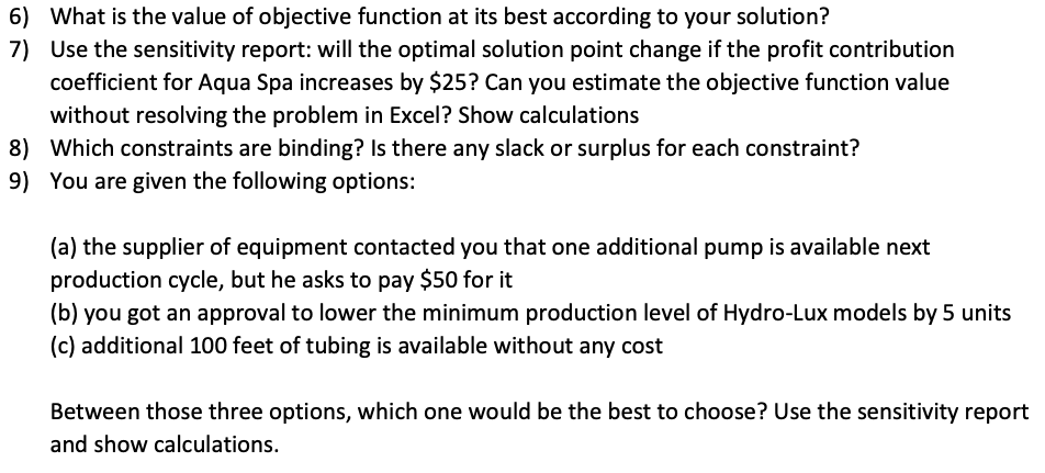 6) What is the value of objective function at its