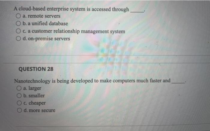 A cloud-based enterprise system is accessed