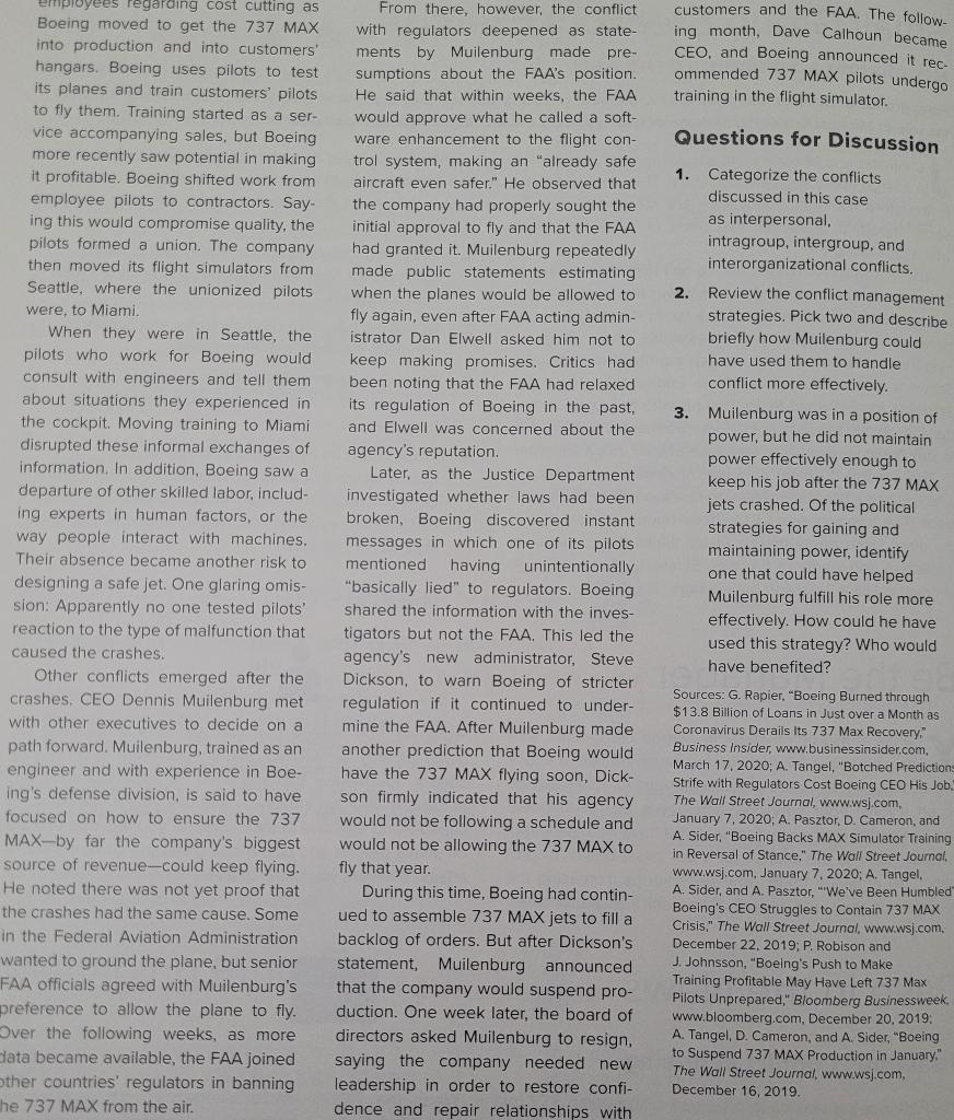 1. Categorize the conflicts discussed in this