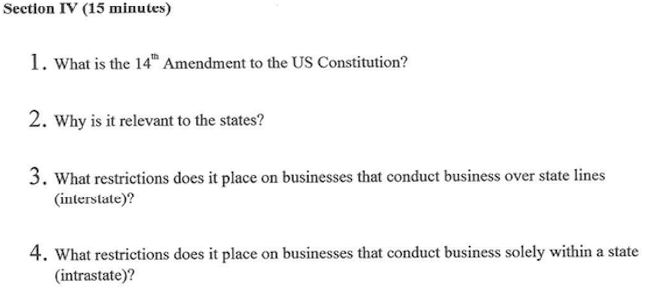 Section IV (15 minutes) 1. What is the 14