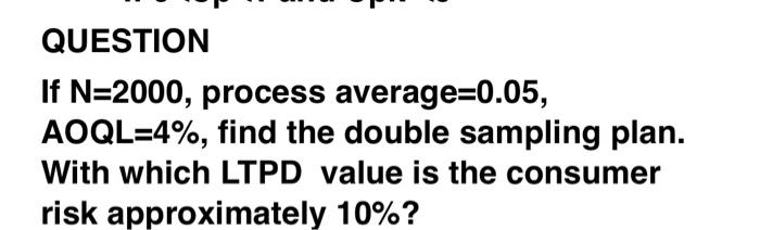 QUESTION If N=2000, process average =0.05,