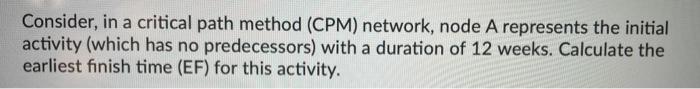 Consider, in a critical path method (CPM)