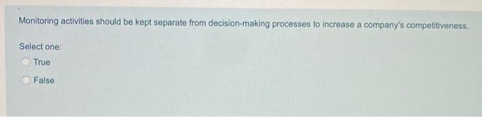 Monitoring activities should be kept separate