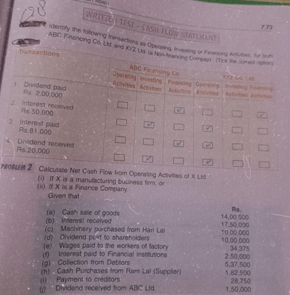 bbj WI WRITTEN TEST - CASH FLOW STATEMENT 7.72