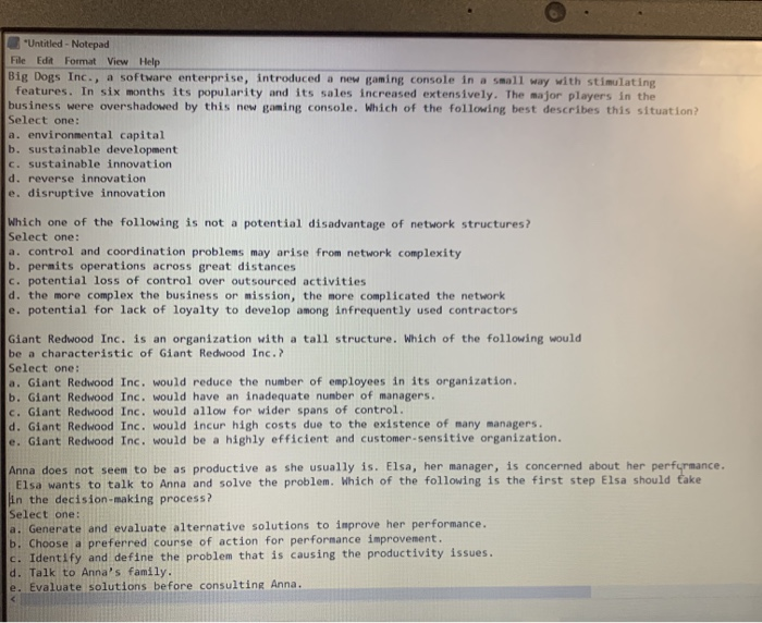 "Untitled - Notepad File Edit Format View Help